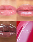 Skintone quadrant Glowify Sheer Silk Lip Oil product shade Glazed Cherry.