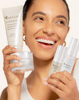 Model holding SeneGence Microbiome set.