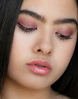 Model wearing ShadowSense product shade Desert Rose