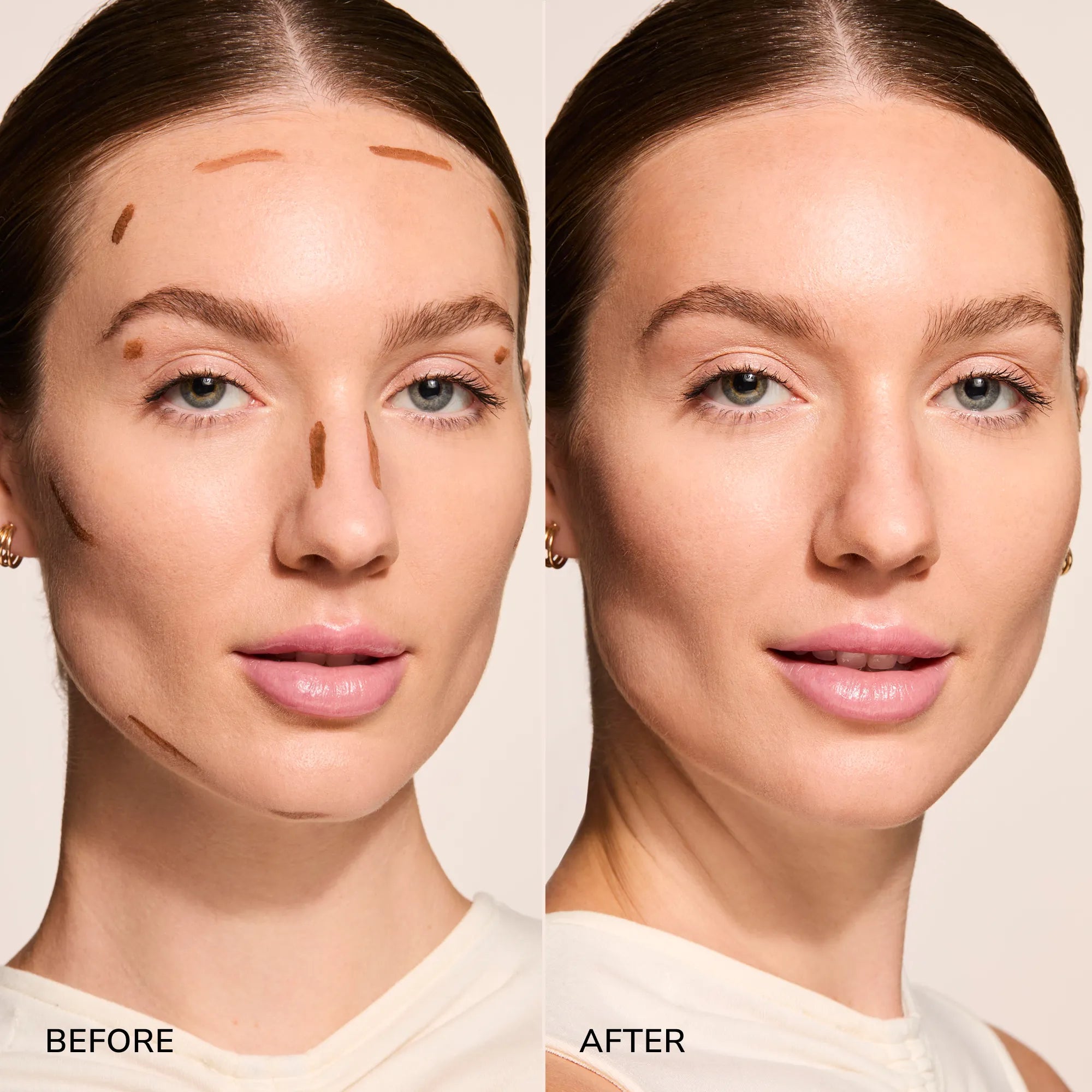 Contouring Bronzer Cream contour infographic before and after