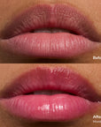 Before and after close up of lips with Glowify Mood Ring lip tint
