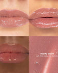 Skintone quadrant Glowify Juicy Plumping Lip Gloss shade Beachy Gleam. 