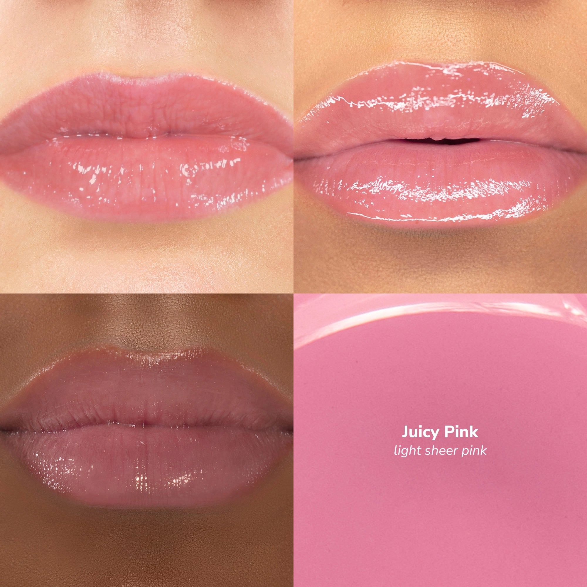 Skintone quadrant Glowify Juicy Plumping Lip Gloss product shade Juicy Pink.