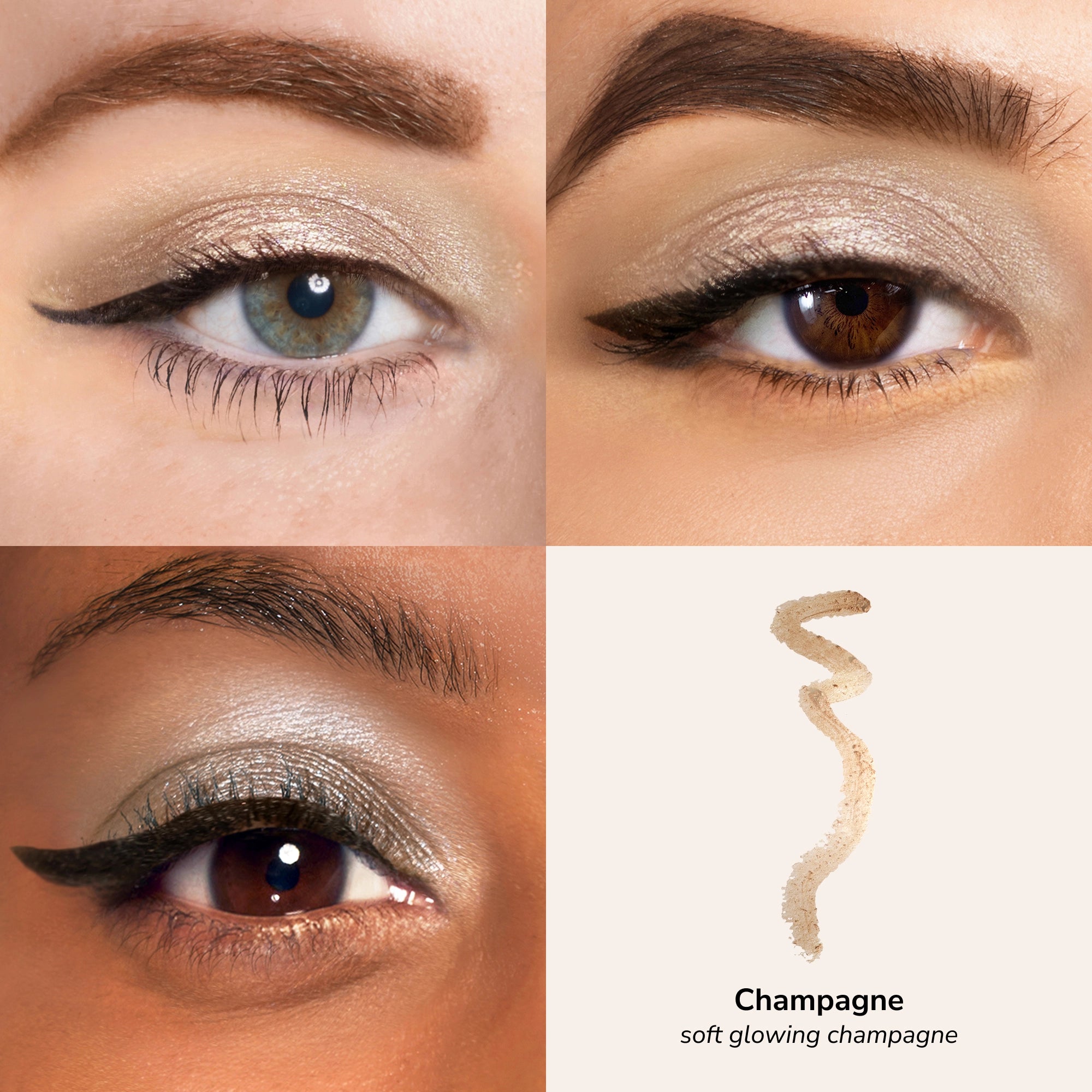 Skintone quadrant Glowify Long-Lasting Eyeshadow Stick product shade Champagne.