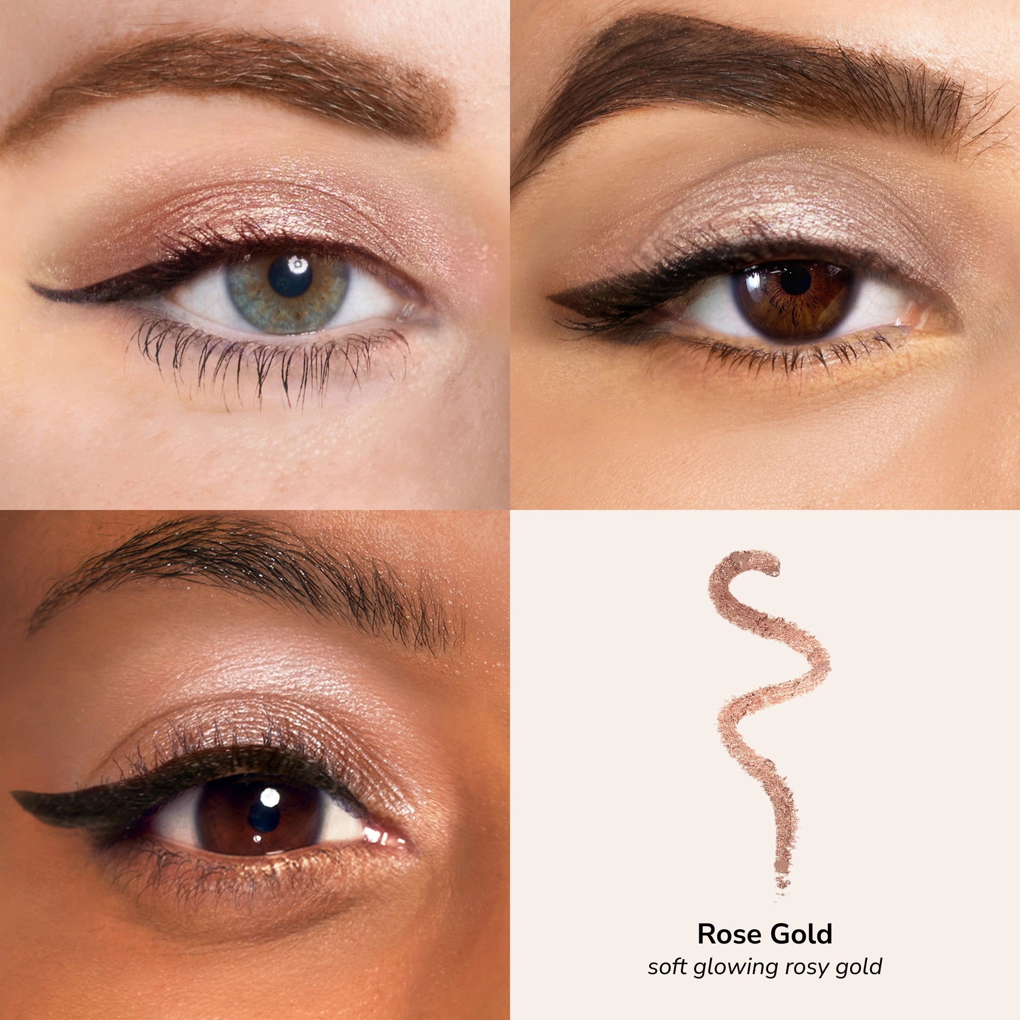 Skintone quadrant Glowify Long-Lasting Eyeshadow Stick product shade Rose Gold.