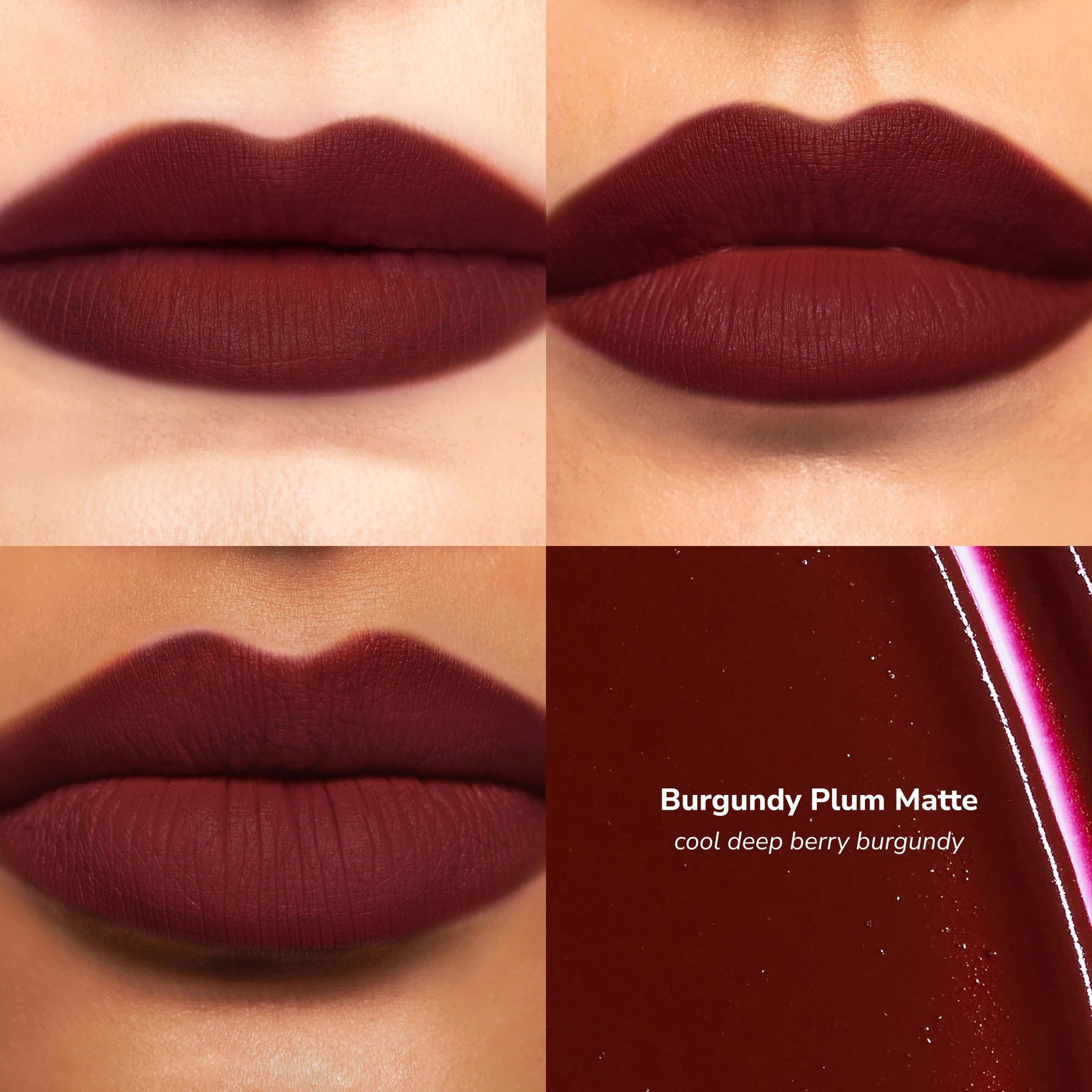 Skintone quadrant LipSense Cream product shade Burgundy Plum.