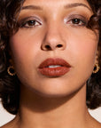 Model wearing LipSense Cream product shade Chocolate Bar.