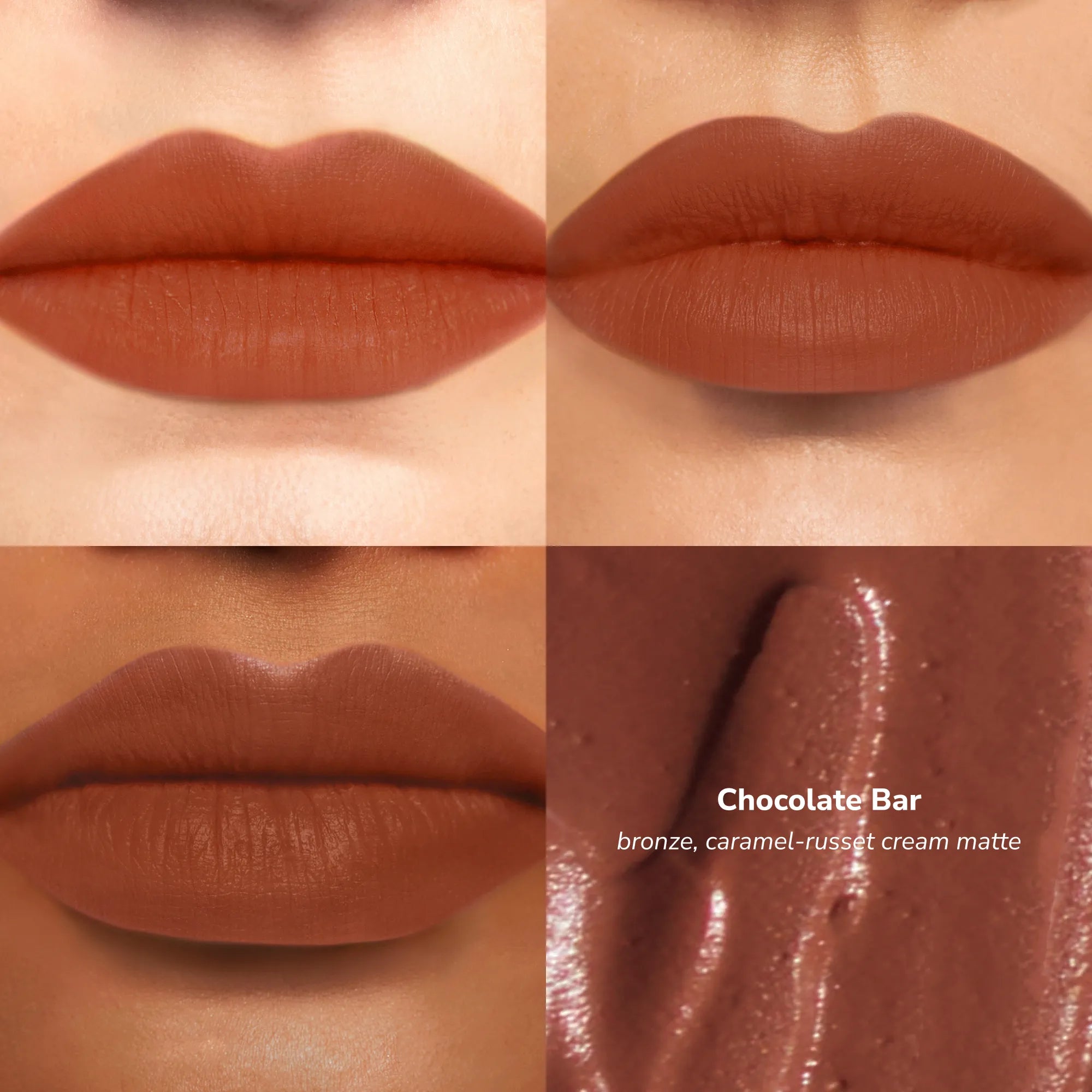Skintone quadrant LipSense Cream product shade Chocolate Bar.