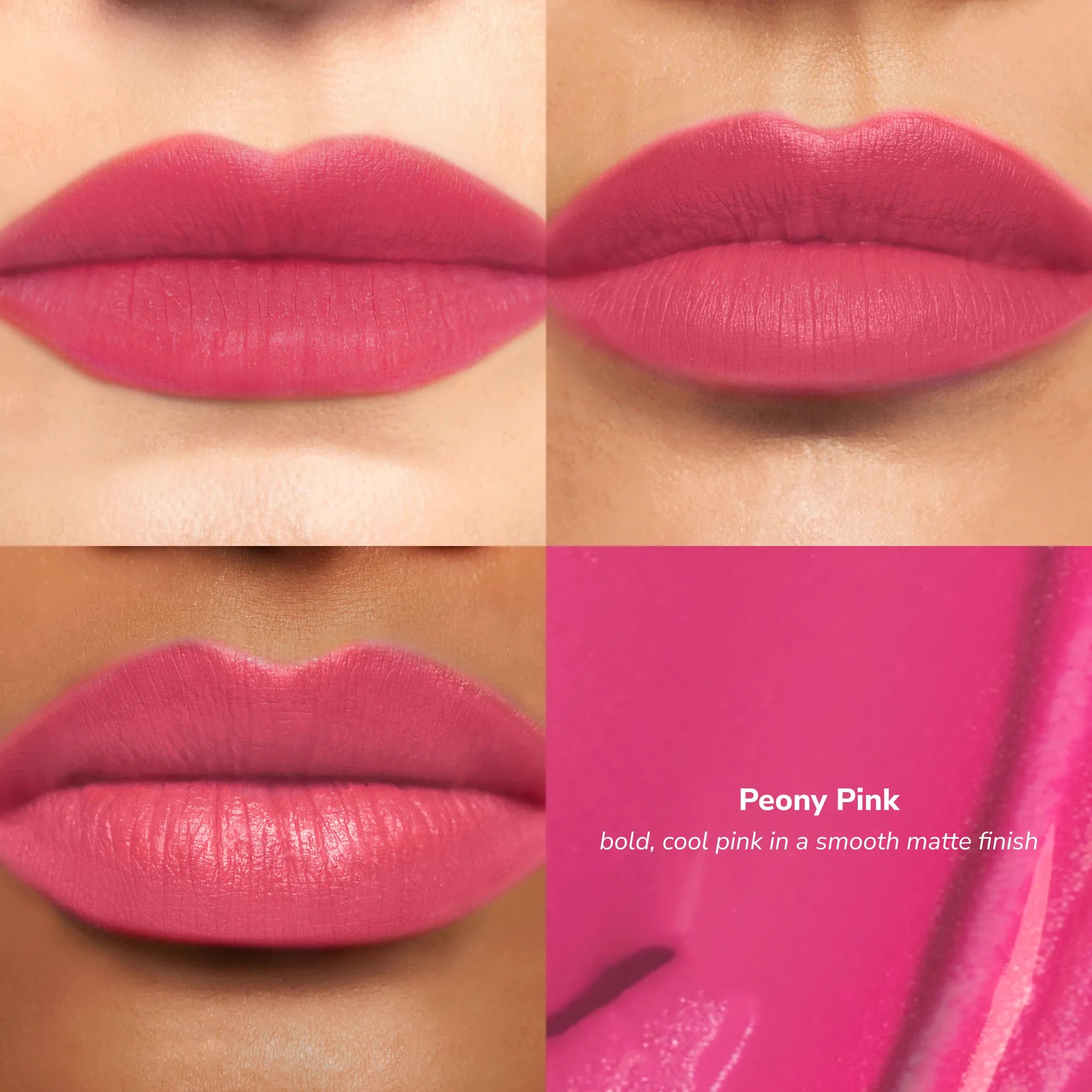 Skintone quadrant LipSense Cream product shade Peony Pink.