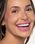 Model wearing LipSense Cream product shade Pink Suede.