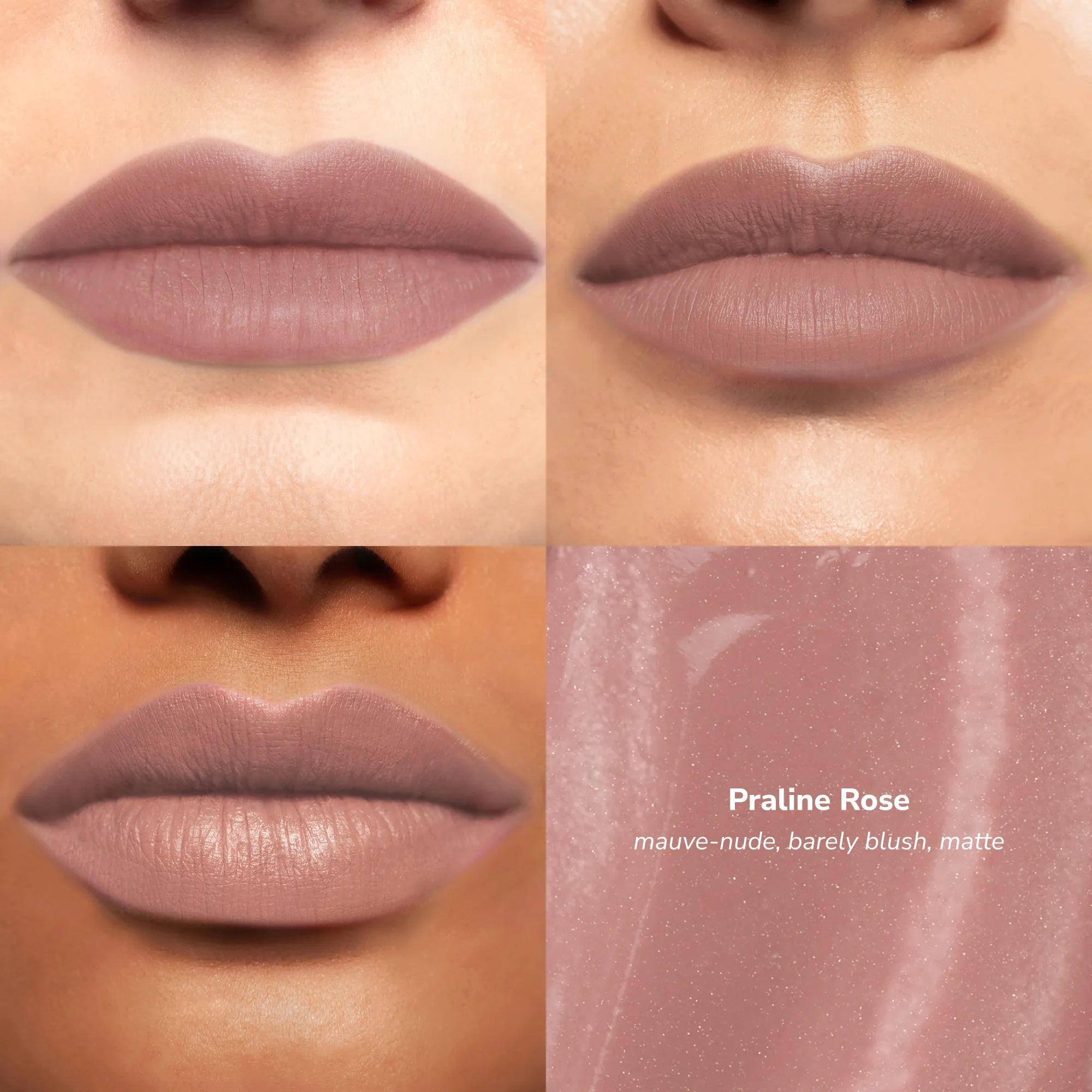 Skintone quadrant LipSense Cream product shade Praline Rose.