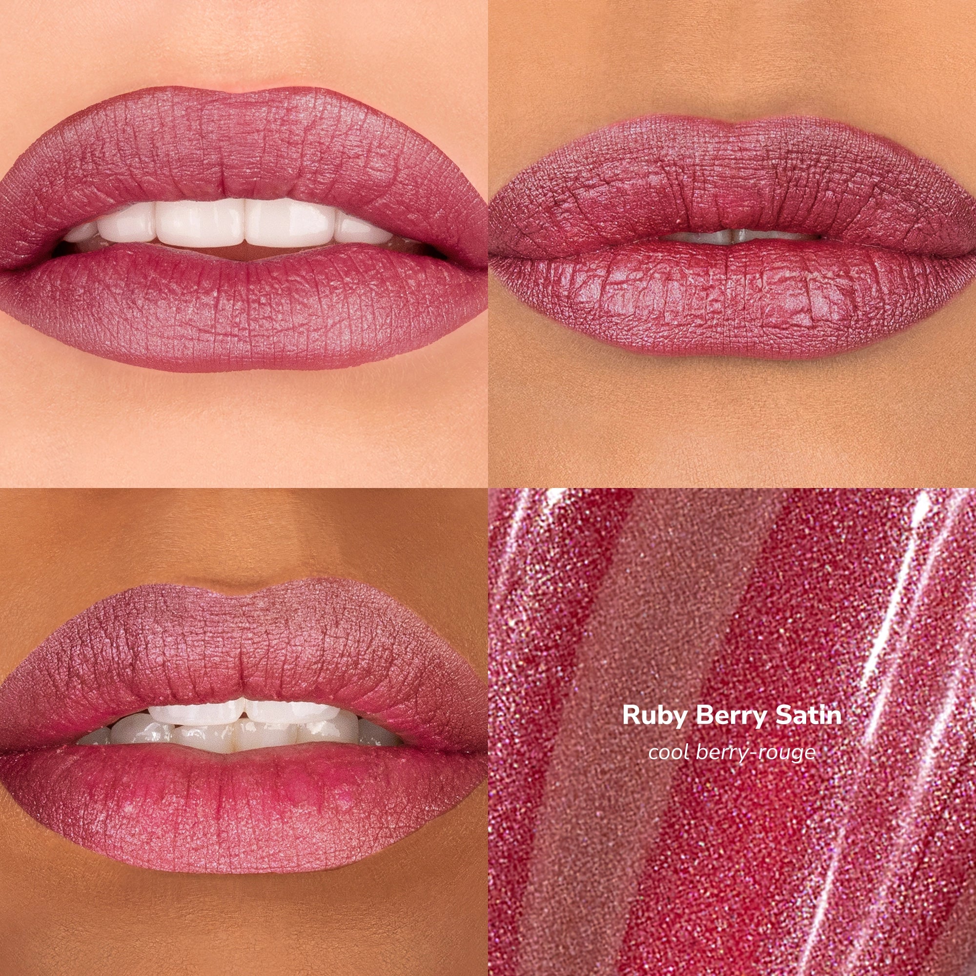 Skintone quadrant LipSense Cream product shade Ruby Berry.