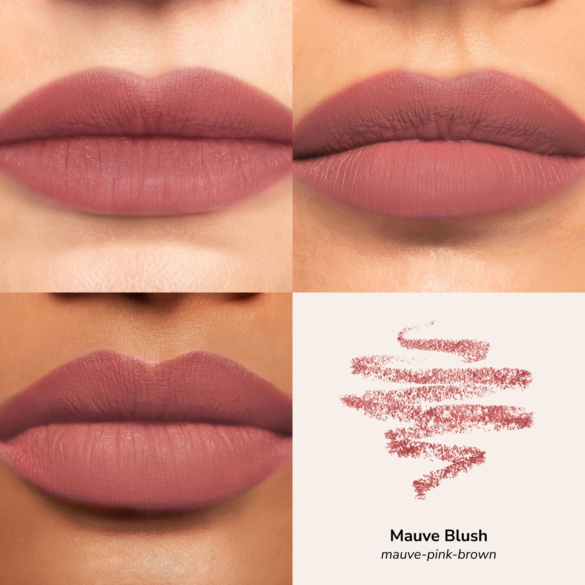 Skintone quadrant LipSense Long-Lasting Lip Liner Pencil product shade Mauve Blush.