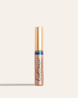 LipSense moisturizing gloss in bronze shade in a clear tube with a gold cap and blue logo text.