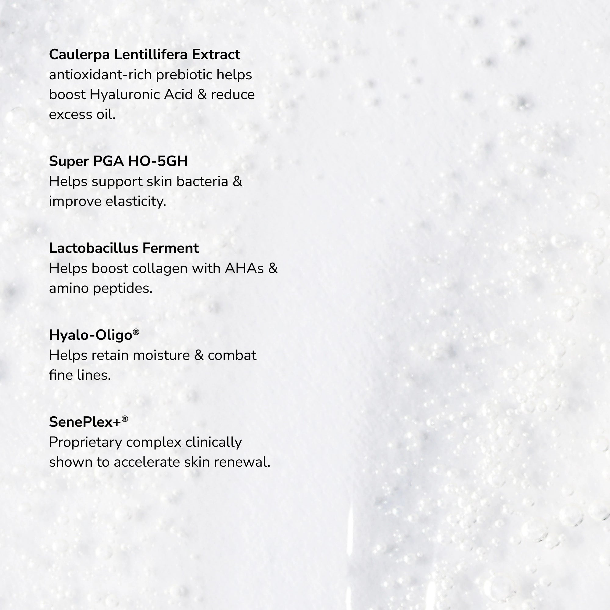 SeneGence Microbiome Boosting Serum ingredient list.